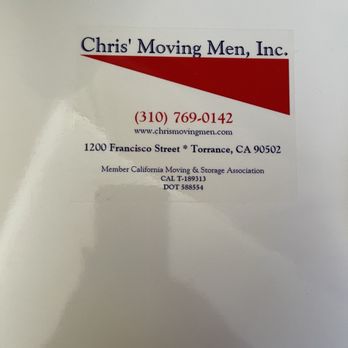 Chris' Moving Men - Contact info - Movers Near Me - Torrance, California Chris' Moving Men - Contact info - Movers Near Me - Torrance, California