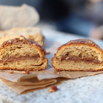 Origin Breads - Inside of Pecan Croissant ($6) - delicious! The sourdough croissant flavor is excellent. - Bakeries Near Me - Madison, Wisconsin