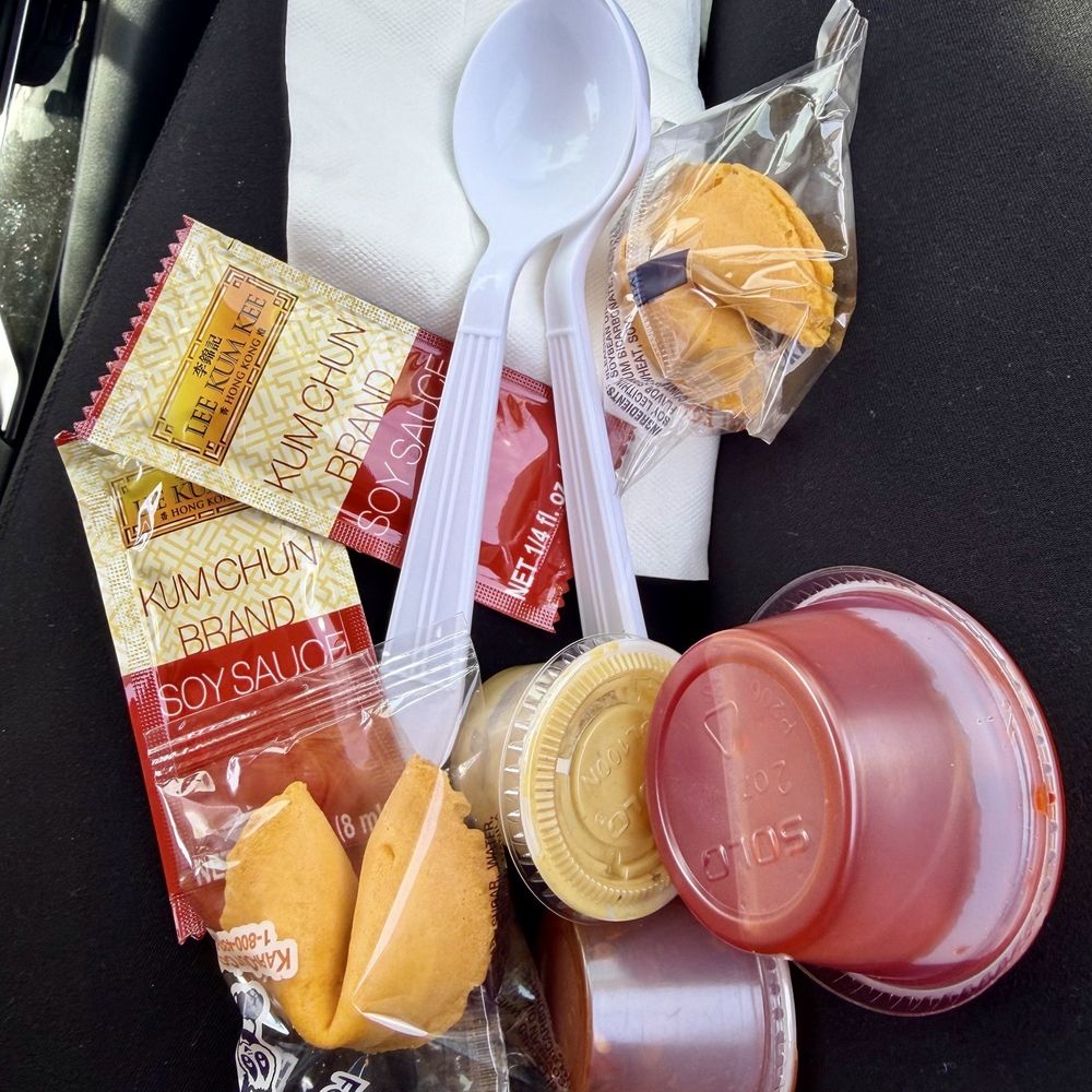 Chef K - Loaded up with utensils and sauces, also forks and chopsticks not pictured - Chinese Near Me - Murrieta, California