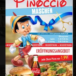 Pinoccio - Flyer Eröffnung Maschen (Rübenkamp 17)