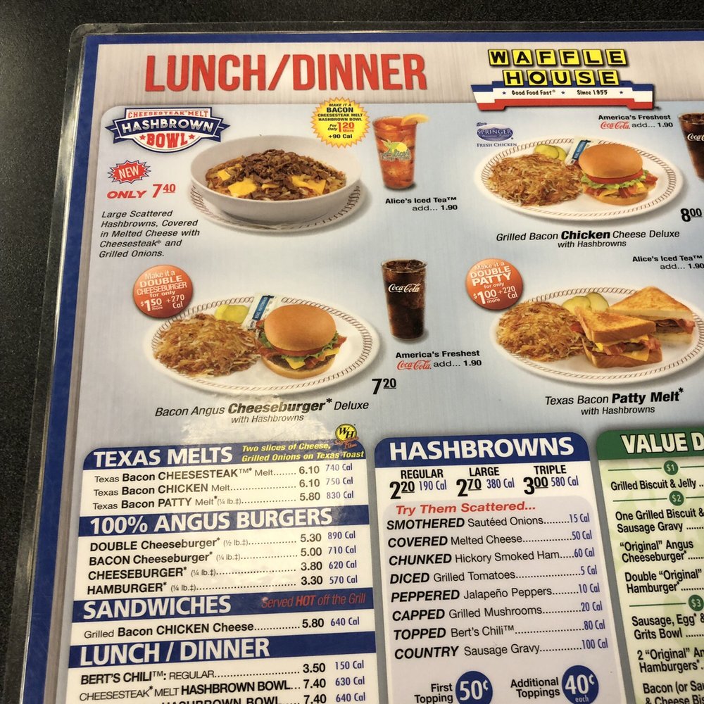 Waffle House - Half lunch menu 6/19. - American Near Me - Lonoke, Arkansas Waffle House - Half lunch menu 6/19. - American Near Me - Lonoke, Arkansas