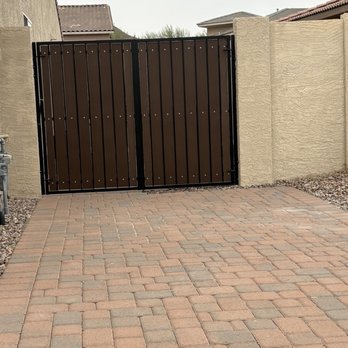 Gates By Geoff - 8 ft gate at right side of home . We just finished painting the columns . - Fences & Gates Near Me Gates By Geoff - 8 ft gate at right side of home . We just finished painting the columns . - Fences & Gates Near Me