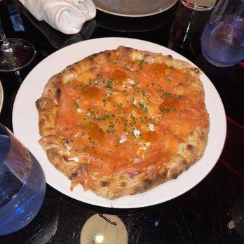 Spago - Pizza with House Cured Smoked Scottish Salmon* - New American Near Me - Beverly Hills, California Spago - Pizza with House Cured Smoked Scottish Salmon* - New American Near Me - Beverly Hills, California