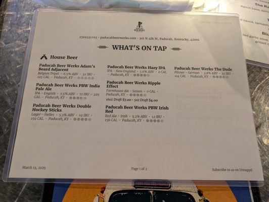 Menu photo 2 Paducah Beer Werks Paducah, KY Menu photo 2 Paducah Beer Werks Paducah, KY