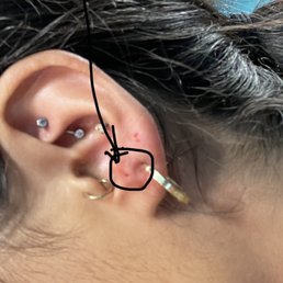 The guy poked a hole with the needle going straight into my ear instead of doing it so it can come out the back of my earlobe.