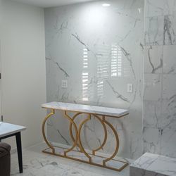 Andrade Home Improvement - Floor and wall tile installation with recessed lighting