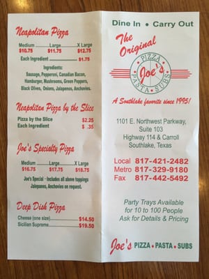 Menu photo 7 Joe's Pizza Pasta Subs Southlake, TX Menu photo 7 Joe's Pizza Pasta Subs Southlake, TX