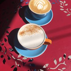 Vanilla Pistachio Latte (top) and Lavender Chai Latte (bottom).