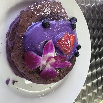 Guieb Cafe - Ube pancakes - not too sweet. Good flavor. Will order again - New American Near Me - Aiea, Hawaii