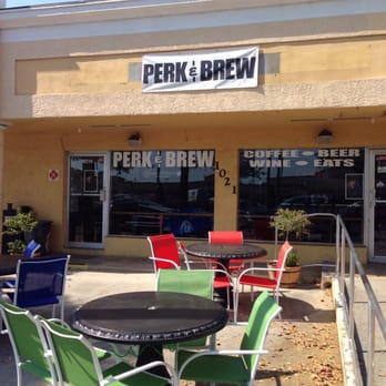 Perk & Brew - Outdoor seating (they have umbrellas, but they took them down for closing). - Coffee & Tea Near Me - Cape Coral, Florida Perk & Brew - Outdoor seating (they have umbrellas, but they took them down for closing). - Coffee & Tea Near Me - Cape Coral, Florida