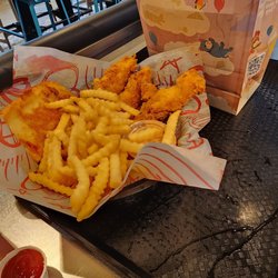 Raising Cane's Chicken Fingers - A three-tenders box and a kids' meal.