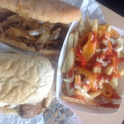 Bifana Boys Food Truck - Clockwise Top to Bottom: Preggo Steak, Angry Fries & Piri Piri Chicken Sandwich