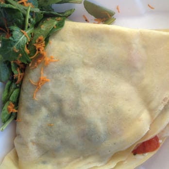 Deja Vu - Veggie crepe with feta, olives, tomatoes, spinach, yogurt & cucumber - Juice Bars & Smoothies Near Me - Burlingame, California