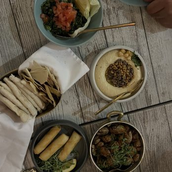 Lira Beirut Eatery - BATATA HARRA, HUMMUS BILAHME, CHEESE ROLLS,  TABBOULEH - Mediterranean Near Me - Miami, Florida