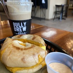 Bully Brew Coffee - Cold Brew Float (Summer Special Drink) with "The Zu" breakfast sandwich