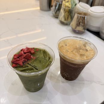 Couplet Coffee - Matcha w strawberry and rosemary passion fruit espresso tonic - Coffee & Tea Near Me - Los Angeles, California
