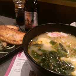 Tasty spicy raman noodles with salmon belly