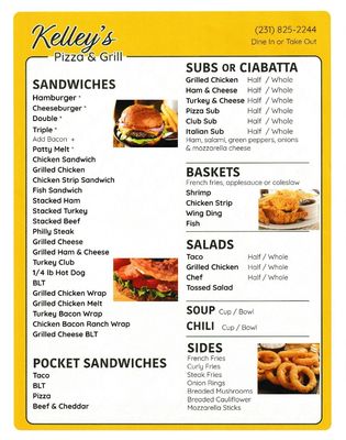 Menu photo 2 Kelley's Pizza & Grill McBain, MI Menu photo 2 Kelley's Pizza & Grill McBain, MI