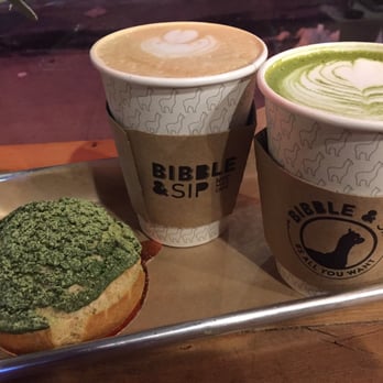 Bibble & Sip - lavender latte (left) & matcha latte (right) - Coffee & Tea Near Me - New York, New York Bibble & Sip - lavender latte (left) & matcha latte (right) - Coffee & Tea Near Me - New York, New York