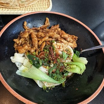 Chef Sun's Noodle & Dumpling - Biang Biang Noodle  with chicken added - Chinese Near Me - Plano, Texas