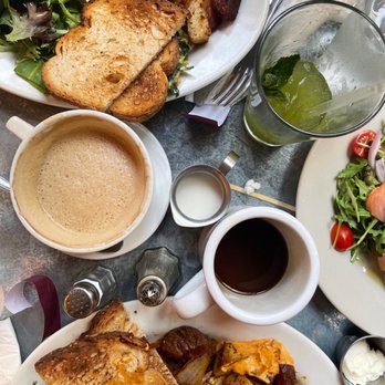 Cafe Bonjour - Avocado Tartine; Moroccan Mint Lemonade; Steak Tips & Egg; House Omelet - Breakfast & Brunch Near Me - Boston, Massachusetts