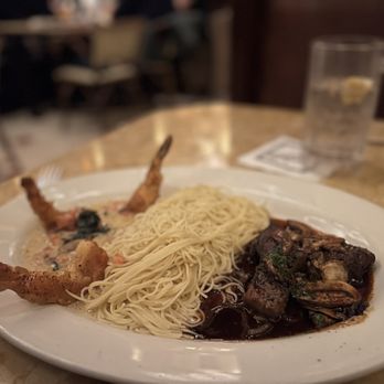 The Cheesecake Factory - Shrimp Scampi and Steak Diane* (sub pasta for mashed potatoes) - Desserts Near Me - Brea, California The Cheesecake Factory - Shrimp Scampi and Steak Diane* (sub pasta for mashed potatoes) - Desserts Near Me - Brea, California