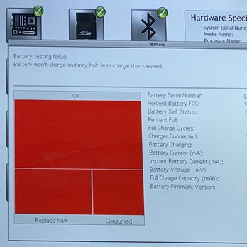 Sewelltech - Failed battery diagnostics from Apple. Despite seeing this, David still claimed the battery was "working perfectly fine" - Computers Near Me - Dallas, Texas