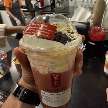 Gong Cha - Red Velvet Milk Tea with Cheese Foam - Bubble Tea Near Me - Centreville, Virginia Gong Cha - Red Velvet Milk Tea with Cheese Foam - Bubble Tea Near Me - Centreville, Virginia
