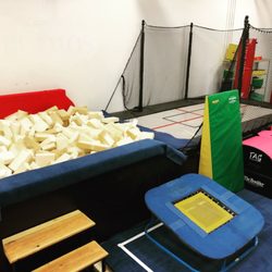 Trampoline into foam pit
