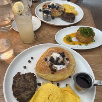 Paperboy South - Chocolate chip pancake, blueberry pancakes, crispy, cheesy hashbrowns - Breakfast & Brunch Near Me - Austin, Texas