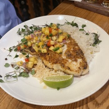 Harvest Thyme Tavern - Chilean sea bass over rice with mango salsa - New American Near Me - Davidsonville, Maryland Harvest Thyme Tavern - Chilean sea bass over rice with mango salsa - New American Near Me - Davidsonville, Maryland
