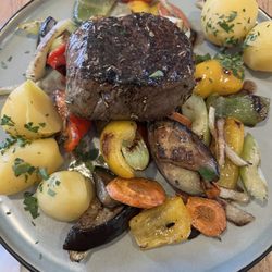 Huber's - Steak potatoes and fresh grilled vegetables