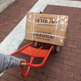 Borrowed UPS hand truck