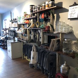 Merchandise shelves. Merchandise shelves.