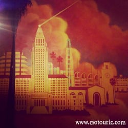 Clifton's Republic - Iconic LA buildings celebrated in a corner of the Map Room. (Photo from Esotouric's pre-opening preview tour.)