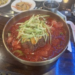 Sea Squirt Mulhoe (Spicy Cold Noodle) / 멍게 물회냉면 Sea Squirt Mulhoe (Spicy Cold Noodle) / 멍게 물회냉면