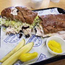 That steamed Turkey and provolone on dark rye with a side of pepper and pickle. GET IN MY BELLY