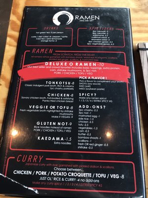 Menu photo 5 O Ramen and Curry House Albuquerque, NM