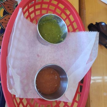 El Azteca Mexican - 2 hot sauces - 1 very hot 1 mild (green) - Mexican Near Me - Poughkeepsie, New York