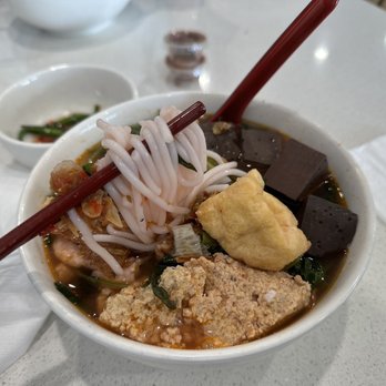 Quan Bun Ban Mai - a bowl of soup with chopsticks - Vietnamese Near Me - Westminster, California Quan Bun Ban Mai - a bowl of soup with chopsticks - Vietnamese Near Me - Westminster, California