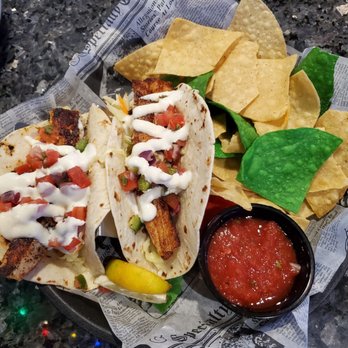 Tailfins Waterfront Grill - Mahi blacken tacos - Seafood Near Me - Destin, Florida Tailfins Waterfront Grill - Mahi blacken tacos - Seafood Near Me - Destin, Florida