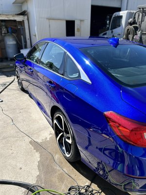 Exterior Detail - Our exterior cleaning varies on what the client wants. We offer hand waxing and hand washing. This includes the wheels, tires, paint, and the windows. Exterior Detail - Our exterior cleaning varies on what the client wants. We offer hand waxing and hand washing. This includes the wheels, tires, paint, and the windows.