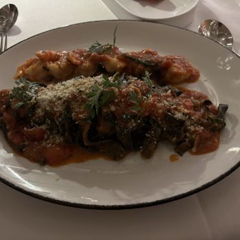Bucatini - Black fettuccine with shrimp - Italian Near Me - New York, New York