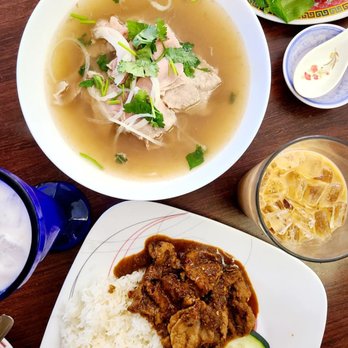 Truc Lam - a bowl of soup and a plate of rice - Vietnamese Near Me - Saint Louis, Missouri