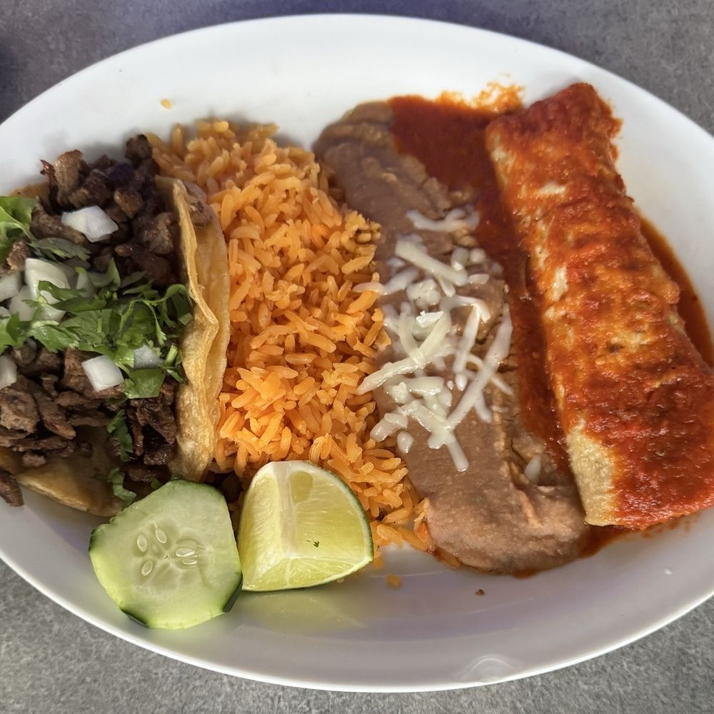 Steak Taco and Beef Enchilada Lunch Steak Taco and Beef Enchilada Lunch