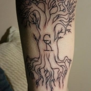 Anchored Art Tattoo - My wife's tree outline - Tattoo Near Me - Spokane, Washington Anchored Art Tattoo - My wife's tree outline - Tattoo Near Me - Spokane, Washington