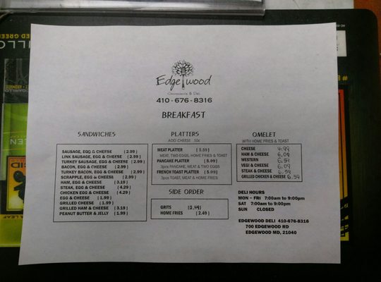 Menu photo 5 Edgewood Convenience Store And Deli Edgewood, MD
