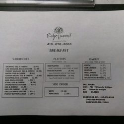 Edgewood Convenience Store And Deli - Breakfast menu