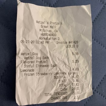 Wetzel's Pretzels - Pretzels Near Me - Milpitas, California