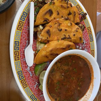 Taqueria el Sabor del Parque - Birria tacos Beef tacos with cheese Beef consumé with cilantro and lime - Mexican Near Me - Baltimore, Maryland